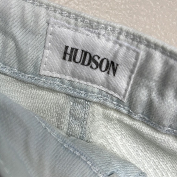 HUDSON CAMMY BUTTON FRONT DENIM SEXY SKIRT 24 NWT$180 Light Blue-Frayed Hemline! - Picture 4 of 8